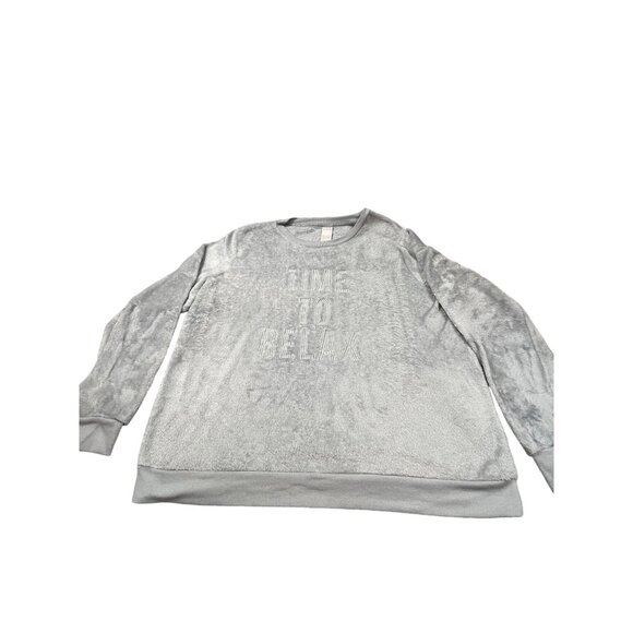 Secret Treasures "Time To Relax" Womens 2X Grey Plush Sweatshirt Sweater - Picture 1 of 10
